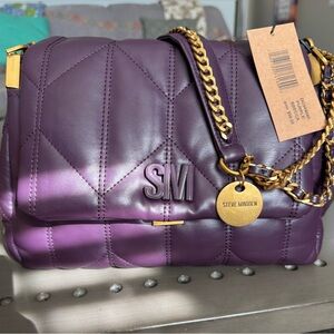 💜Steve Madden Deep Purple Becca Quilted Shoulder Bag💜